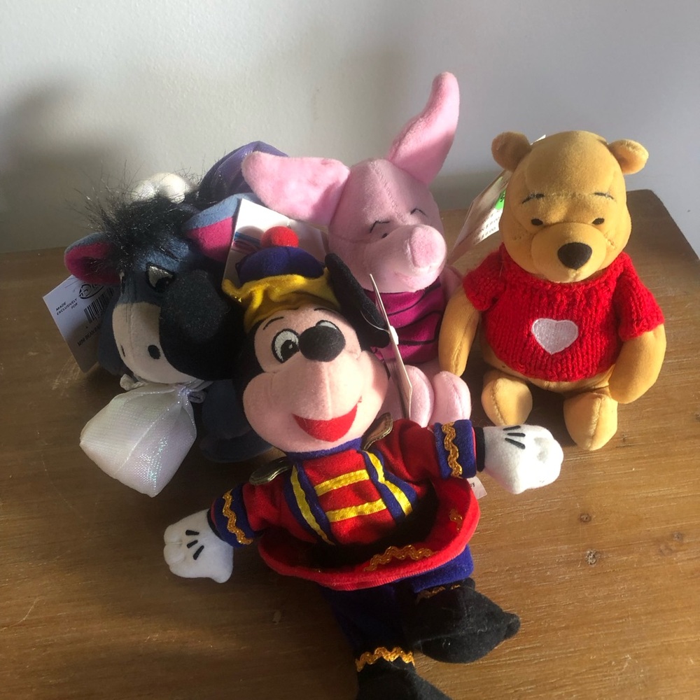 Vintage Disney Store bean bag plush Mickey Pooh Eeyore Piglet